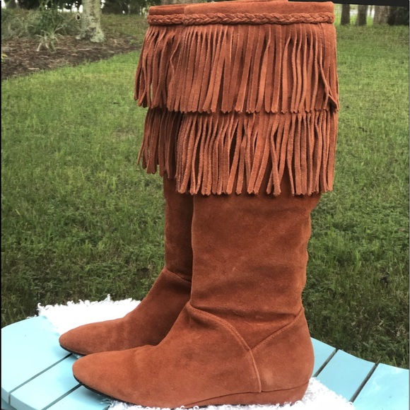 Gianni Bini Shoes - FIRM! Gianni Bini Fringed Suede Moccasin Boots